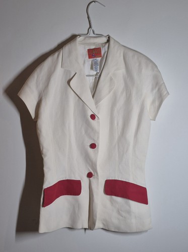 Veste vintage crème rouge - crème, &