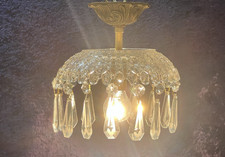 REF 101 / Superbe  Petit Lustre  Plafonnier  Pampilles Hall / REFAIT A NEUF