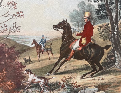 Gravure gouachée chasse de - chasse,