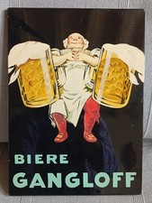 Ancien Panneau Publicitaire Bière Gangloff Laque sur Bois