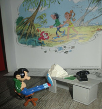 Pixi & Franquin-Gaston endormi au bureau-Boite & certificat-Collector années 80.