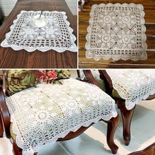 Blanc Fait à la Main Crochet Coton Table Tissu Dentelle Doilies Carré Nappes 4