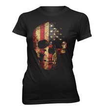 ★T-shirt femme slim vintage USA tête de mort grunge jupe crâne neuf S-XXL SGG115★