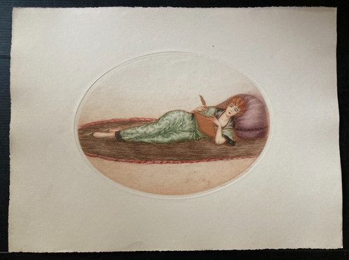 Gravure lithographie femme - gravure,