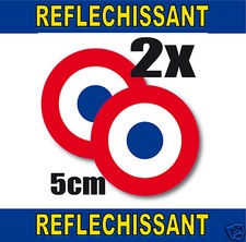 Cocarde RETRO REFLECHISSANTE FRANCE 2 stickers adhésifs rond 5cm lot de 2