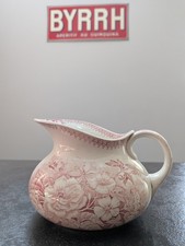 BROC DE DE TOILETTE FAIENCE SARREGUEMINES U & C MODELE JARDINIERE ROSE TBE 1919