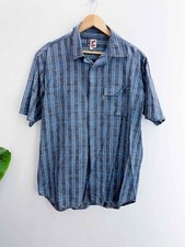 Grande chemise homme vintage bleu liberto motif rayures verticales | Réf 1896