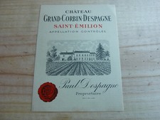 etiquette Chateau Grand Corbin Despagne NM Saint Emilion grand cru wine label