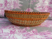 Ancien panier en Osier orbeille à pain osier scoubidou Vintage COSY French