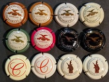 Lot lettre M2 - MARTEL G.H. aigle / 12 CAPSULE PLAQUE DE MUSELET CHAMPAGNE