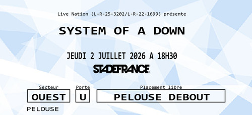 Billets pelouse system of a - pelouse,
