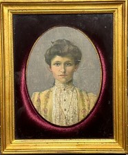 tableau ancien Ecole Belge De La Fin Du 19ème Siècle - Elégante, Circa 1900