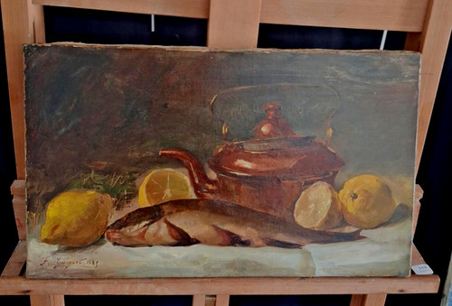 Tableau huile sur - , toile