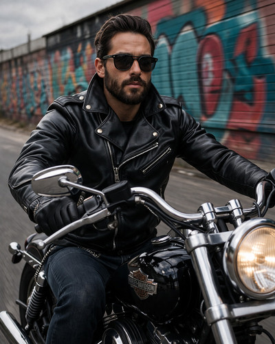 Blouson moto cuir homme style - cuir,