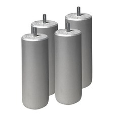 ELEA - Jeu de 4 pieds 15 cm gris argent pour sommier tapissier
