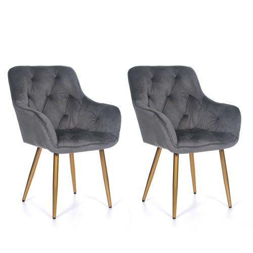 Velours gris dîner chaises - velours,
