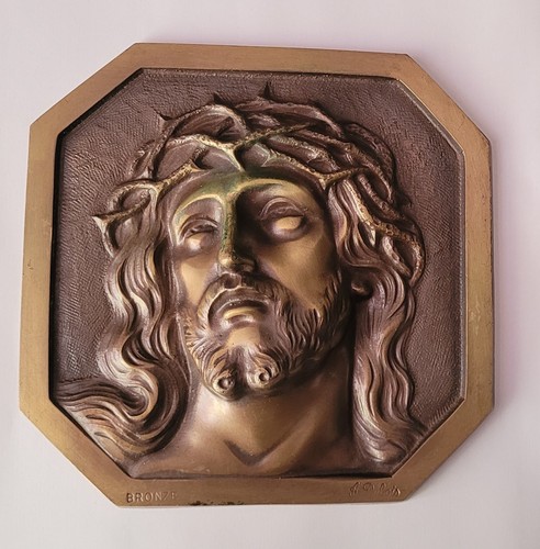 Ancienne plaque relief bronze - ancienne,