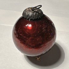 ANCIENNE BOULE DE NOEL EN VERRE EGLOMISE MERCURISE 76 mm - Vers 1900