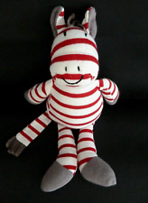 Z7. DOUDOU SYLVIE THIRIEZ ZEBRE ANE CHEVAL BLANC ROUGE GRIS RAYE 26 cm - TTBE