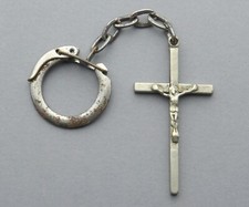 Jesus Christ, Cross. Antique Religious Pendant. French Medal. Key Ring.