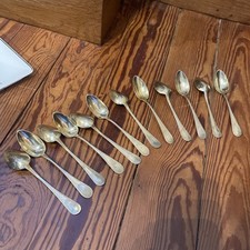 Série De 12 Cuillères À Café Thé Argent Massif Minerve Vermeil Donc Jaune Ar 800