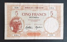 Nouvelle-Calédonie billet 5 Francs Walhain 1926 Banque de l'Indochine !