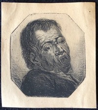 Heinrich NETHER (1760-1819) attribué Homme bouche ouverte c 1785 vélin Polska