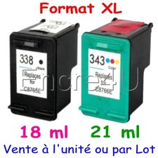 Cartouches d'encre compatibles type HP 343 XL et HP 338 XL ( Couleurs / Noir )
