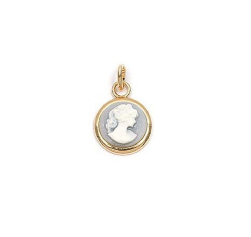 Pendentif camée fond bleu - pendentif, "camée