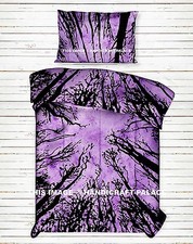 Housse De Couette Réversible Pour Lit Jumeau Violet Imprimée Forêt Sombre