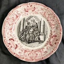 Assiette Parlante Digoin Sarreguemines N°8 Jeanne d'Arc Père Roi Reims, Rose