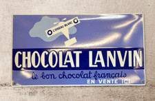 Plaque émaillée CHOCOLAT LANVIN alimentaire l'oiseau blanc enamel sign