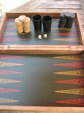 Ancien Jeu de Jacquet Backgammon en bois Complet