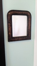 Ancien miroir Louis-Philippe 37 x 31 cm– bois marbré – XIXe siècle