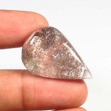 Naturel Lodolite Quartz Gemme 28x18mm Jardin Quartz Poire Cabochon 37Cts GQ-22