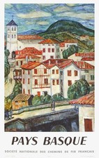 Auguste DUREL - vintage Poster affiche Pays Basque France 1964 SNCF Draeger