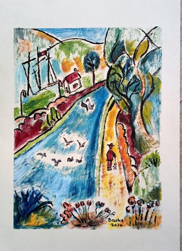 Tableau paysage huile signée - paysage, -huile