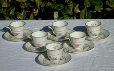 Bernardaud - Service de 6 tasses à café en porcelaine de Limoges. 