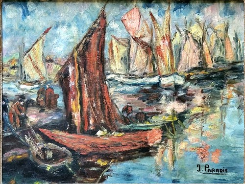 Tableau vintage huile sur - vintage, –