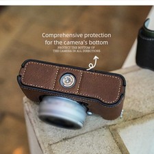 Demi-étui élégant et compact en cuir PU pour appareil photo Fuji XE5 marron e