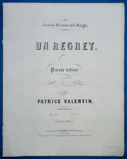 PATRICE VALENTIN PIANO PARTITION REGRET PENSÉE INTIME 1854 LOUISA ROSAMOND HAIGH