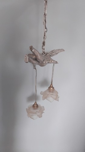 Lampe angelot bronze doré - lampe, en