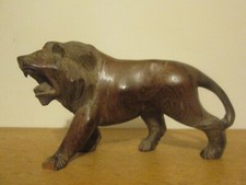 SCULPTURE LION RUGISSANT BOIS