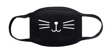 Coton Lavable Noir Visage Masque - Chaton Motif