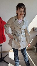 caban trench court en cuir