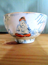 TASSE à THE faience décor polychrome Chinois à l'Eventail & Papillon China Cup