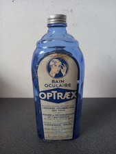 ANCIEN FLACON / BOUTEILLE VIDE BAIN OCULAIRE RINCE OEIL OPTRAEX 17 CM