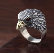 bague tete d'aigle yeux rouge