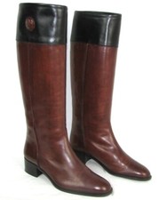LORENZO BANFI Bottes cavalières cuir marron & noir 36.5 Itl = 37 EXCELLENT ETAT