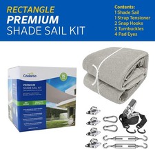 Coolaroo Kit Voile d'Ombrage Rectangulaire - 4,9 x 2,9 m - Couleur Pierre